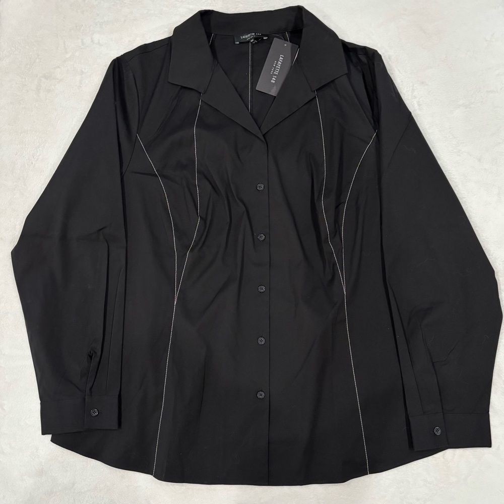 Lafayette 148 New York Black Blouse